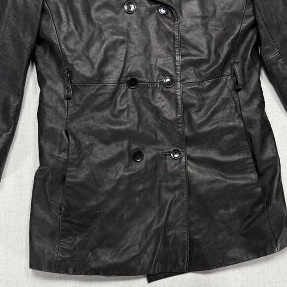 VTG Wilsons Leather Pelle Studio Jacket Black Double Breasted Thinsulate Size M - Picture 4 of 14